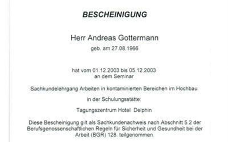 Sachkundenlehrgang Bescheinigung